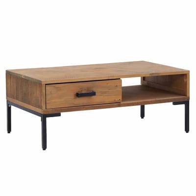 Table basse bois de pin vin marron  90 x 50 x 35 cm