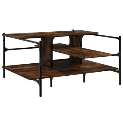Table basse bois transformé pacane marron  100 x 100 x 48,5 cm