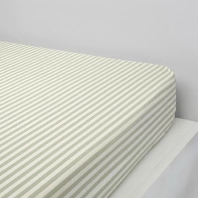 Drap housse en satin de coton vert 200 x 200 cm