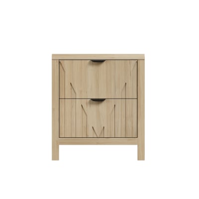 Table de chevet effet chêne 2 tiroirs 48x40x55,5cm, 1 pièce