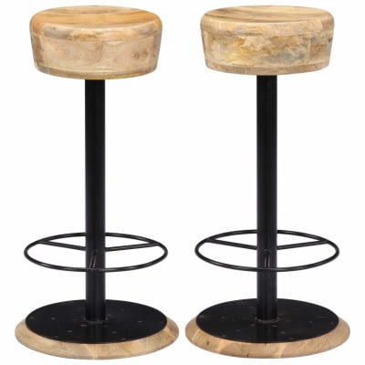 Lot de deux tabourets 38 x 38 x 76 cm bois marron
