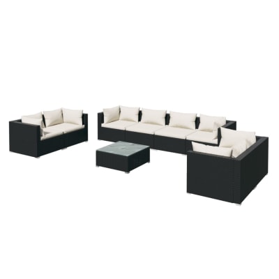 Salon de jardin meuble résine noire 70 x 70 x 60.5 cm