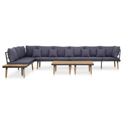 Salon de jardin meuble bois marron 340 x 200 x 65 cm