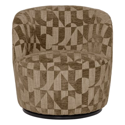 Fauteuil pivotant en tissu tissé à motif graphique vert olive