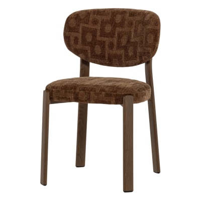 Lot de 2 chaises de salle à manger en tissu texturé 3d marron