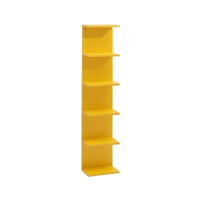 Bibliothèque 6 étagères en mdf jaune 120x25x16,5