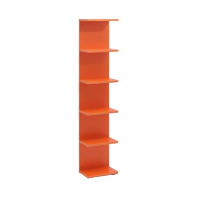 Bibliothèque 6 étagères en  mdf orange  120x25x16,5