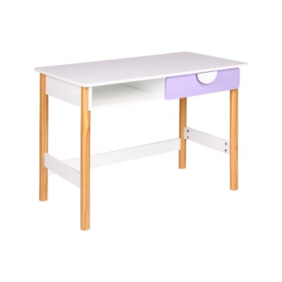 Bureau pour enfants en mdf pin blanc violet  60x80x45