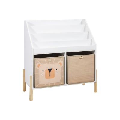 Meuble bibliothèque pour enfants en mdf pin blanc 70x65,5x30