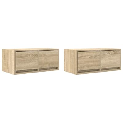Lot de 2 meubles 60 x 31 x 26 cm bois beige