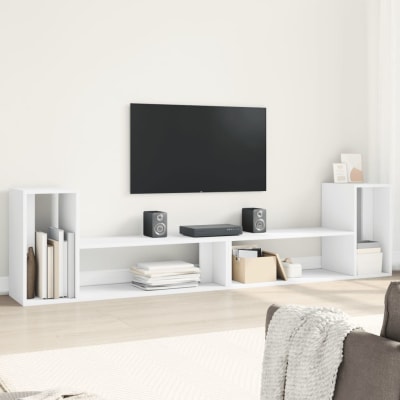 Meubles tv multimédia étagère bois blanc 100 x 30 x 50 cm