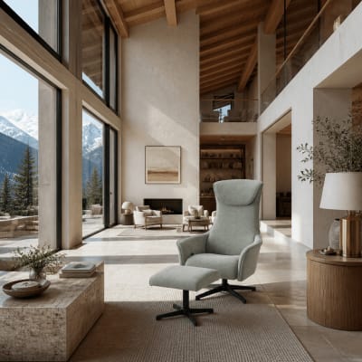Fauteuil relax manuel rotatif + repose-pieds tissu 1 place vert