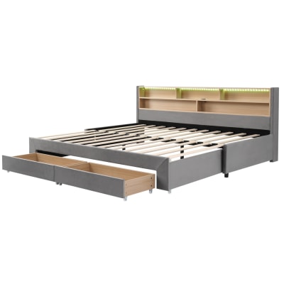 Lit de jour enfant extensible en polyester gris 90 x 200 cm
