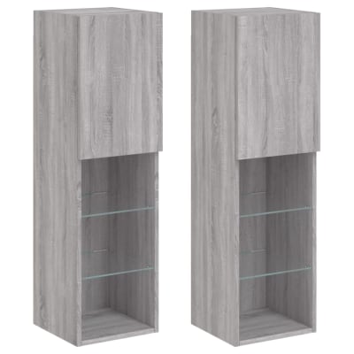 Meubles tv multimédia étagère grise 30.5 x 30 x 102 cm