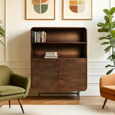 Enfilade haute design bois foncé 2 portes