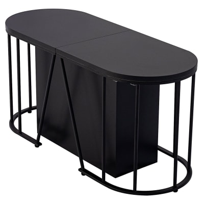 Banc extensible avec rangement rallonges intégré noir 92-212cm
