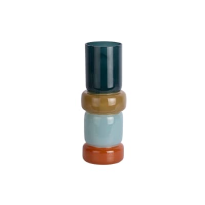 Vase verre multicolor 13.5x13.5x35cm