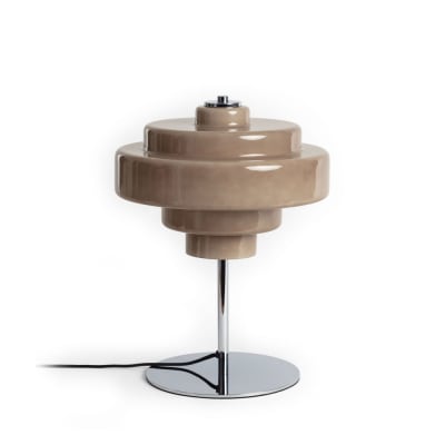 Lampe à poser en verre et métal - taupe