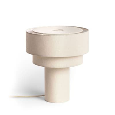 Lampe à poser ronde en lin ø30cm - beige