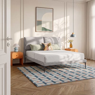 Lit 160 x 200 cm en tissu - gris perle