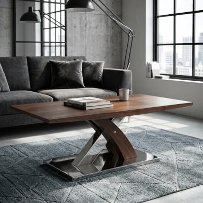 Table basse en bois et acier marron 120x60x43 cm