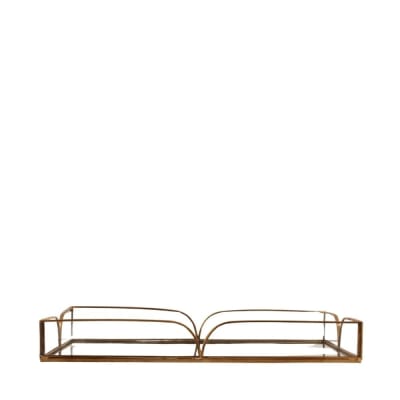 Plateau doré à fond miroir 28x16cm