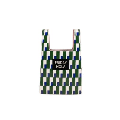 Vase en forme de sac en céramique vert et bleu, h25cm