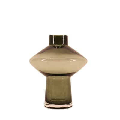 Vase en verre vert fait main, h30cm