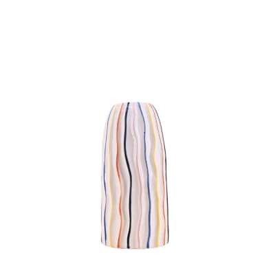 Vase blanc en céramique lignes colorées, h21cm