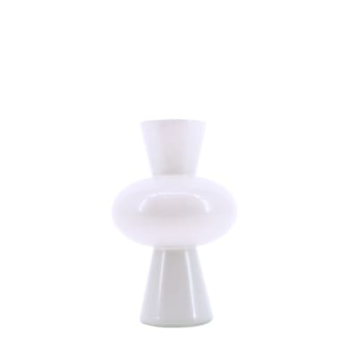 Vase boule en verre blanc, h21cm