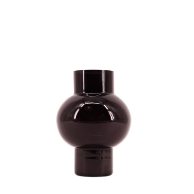 Vase boule talon en verre noir, h21cm