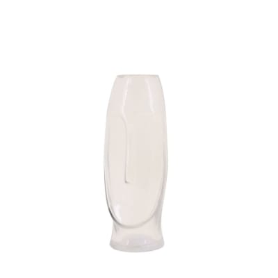 Vase forme visage en verre, h24cm