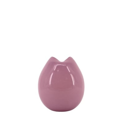 Vase ondulé en verre opaque rose, h22cm
