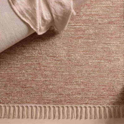 Tapis en coton à franges beige 60x90cm