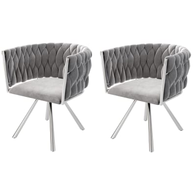 Lot de 2 chaises de salle à manger pivotantes en polyester gris
