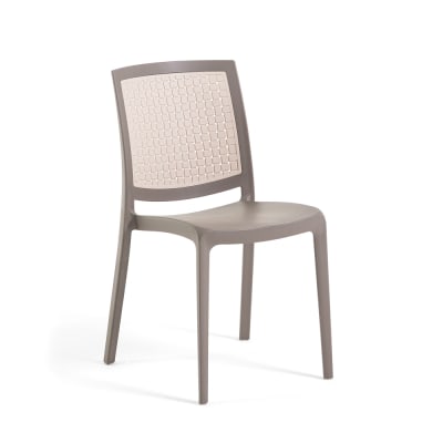 Lot de 6 chaises empilables en polypropylène renforcé taupe