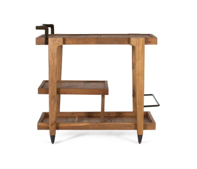 Meuble bar en teck 85 cm avec roues style contemporain