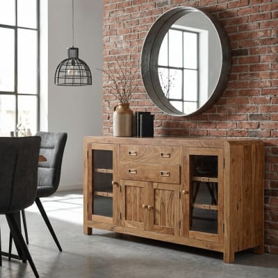 Buffet en acacia marron 150x40x81 cm