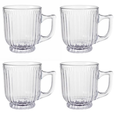 Set de 4 tasses à café en verre strié 20cl