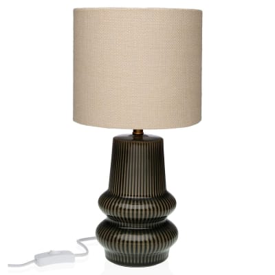Lampe à poser en céramique verte et abat-jour beige 20x20x41.5cm