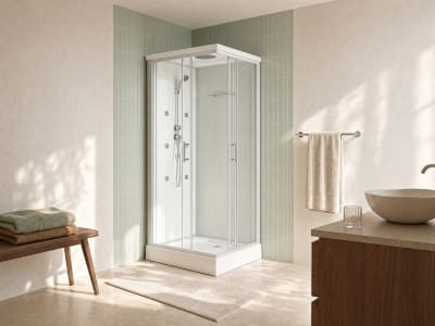 Cabine de douche verre trempé argenté