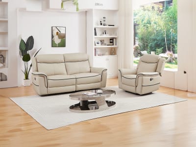 Ensemble canapé fauteuil cuir beige
