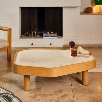 Table basse en mindi naturel organique l115
