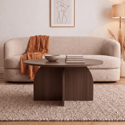 Table basse avec plateau rond d80 cm - marron