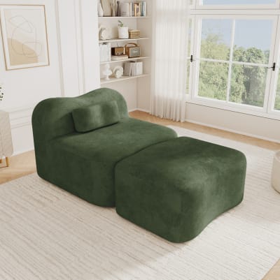 Canapés modulaires en velours avec design ondulé vert 96x167x70 cm